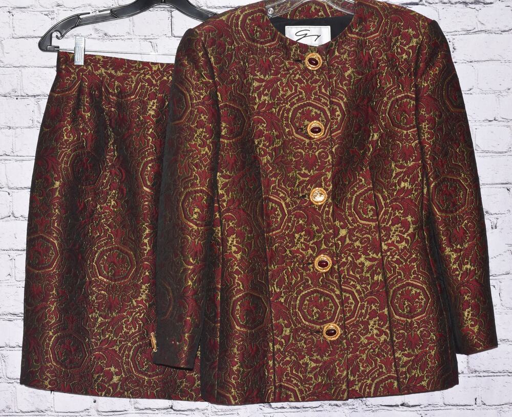 Gianni Versace GENNY Jacquard Brocade Jacket & Skirt Suit Italy Size 6